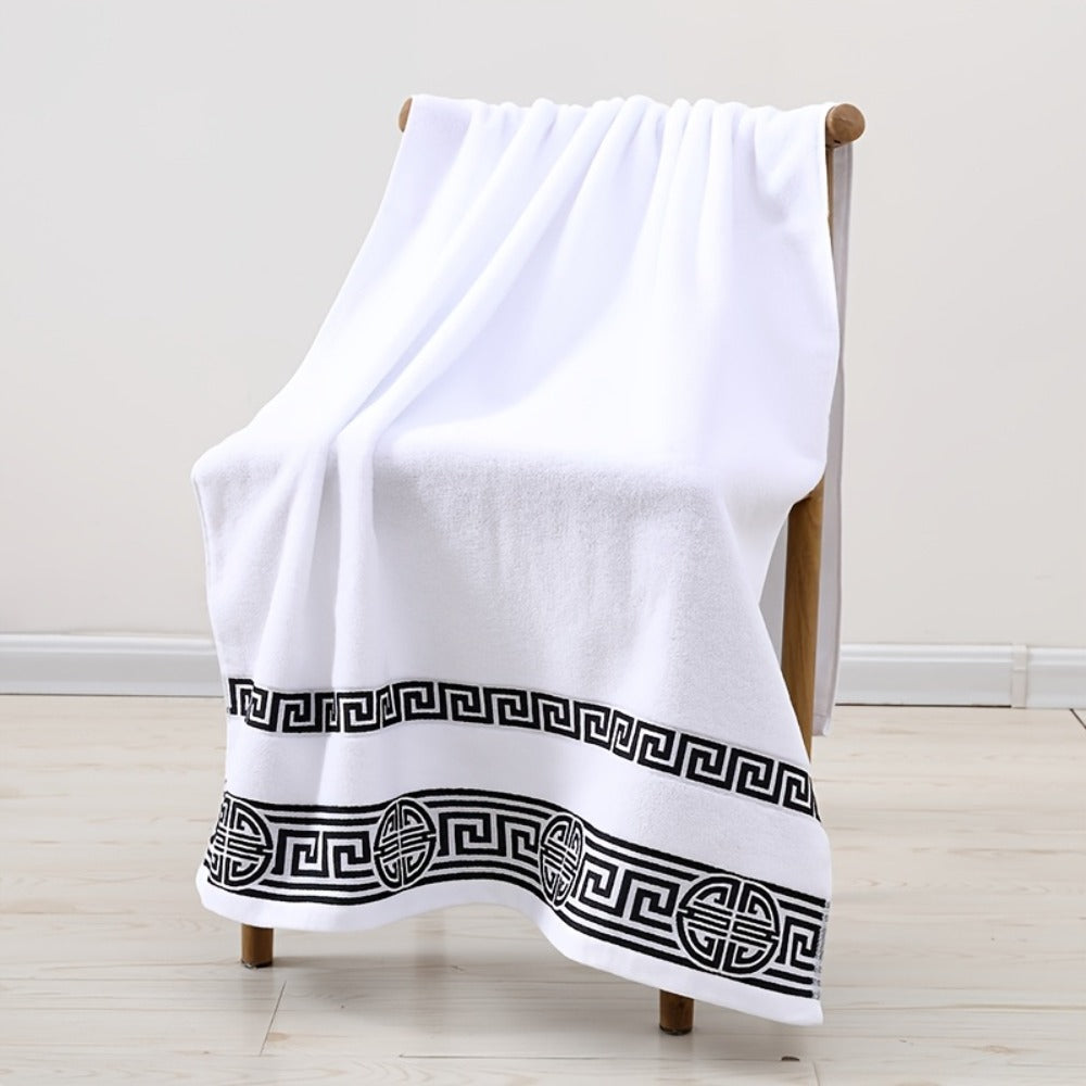 5-Piece 100% Cotton Towel Set – 1 Bath Towel, 2 Hand Towels & 2 Washcloths | Ultra-Soft, Highly Absorbent, Exquisite Pattern Design for Home Bathroom