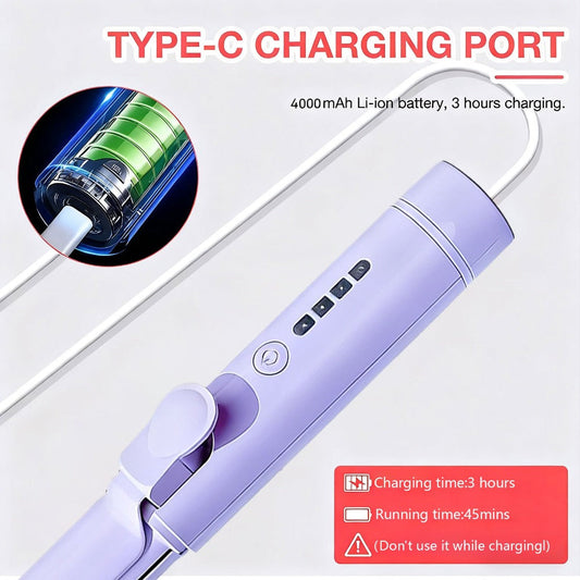 Cordless Mini Curling Iron Hair Styling Tool with USB-C Charging, Four Heat Settings and Two Colors