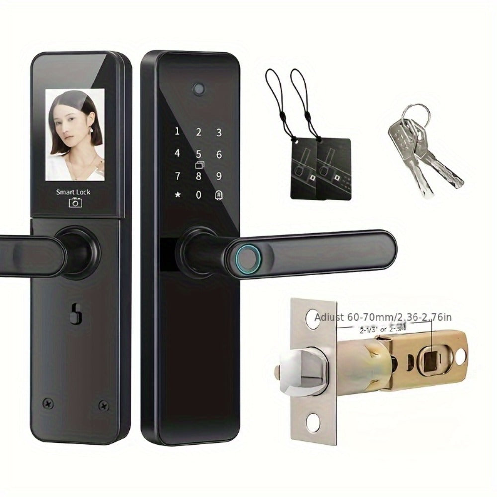 Fingerprint Smart Door Lock with WiFi App Keypad – 4-in-1 & 7-in-1 Keyless Entry, Wide-Angle Camera Option, Cat Eye Style, No Key Needed, for Home Rental Airbnb Office Hotel, iOS Android, Black