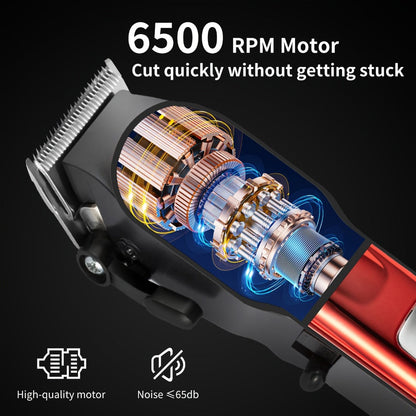 Hair Clipper Seacol Red Cordless Trimmer with LCD Display, USB Charging, Four Guide Combs and 120-Minute Runtime