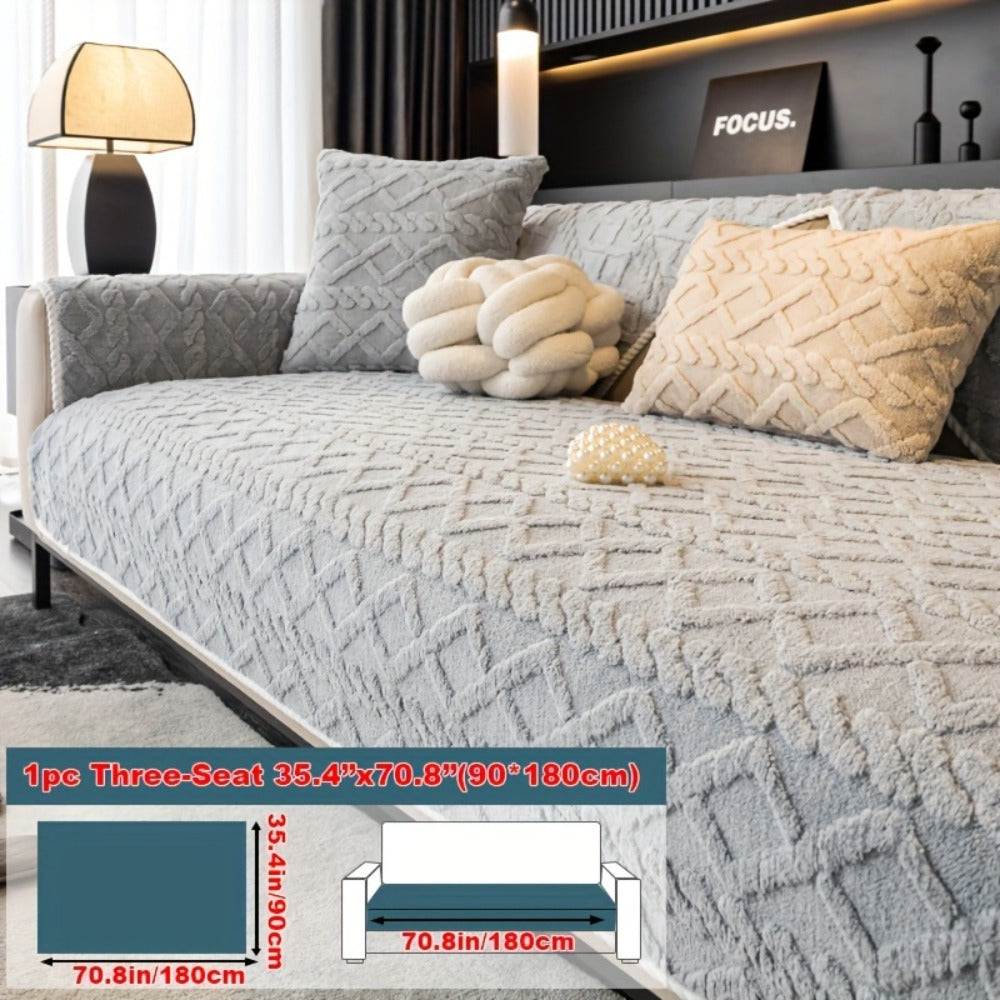 Sofa Cover Plush-Texture Modular Panels for Single to 4 Seats, Backrest, Armrest or Throw Pillow