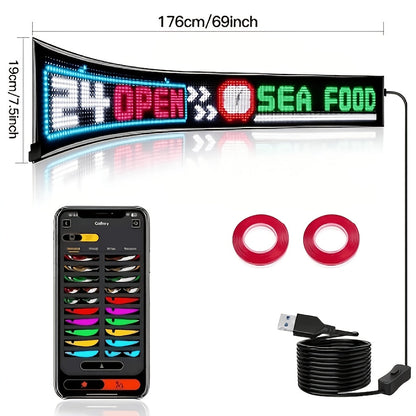 Programmable LED Sign Flexible Matrix Panel – App & USB Control, RGB Multicolor, Music Sync, Text & Animation Display for Indoor Shop, Party & Event Decoration (16×32 to 16×192)