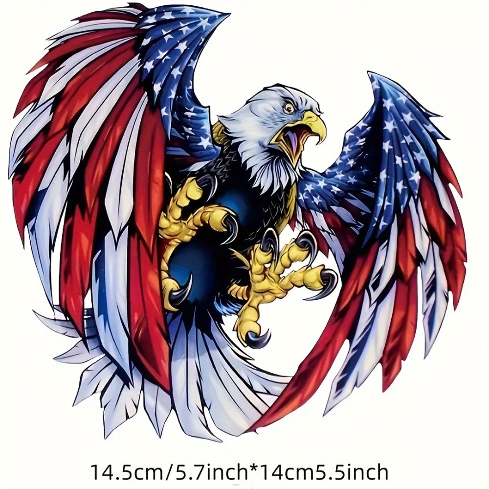American Flag Eagle Vinyl Decal Stickers - 4-Pack Glossy Patriotic Eagle Stickers, Self-Adhesive Irregular Shape for Car Window, Truck Bumper, Wood, Glass, Metal & Ceramic Surfaces