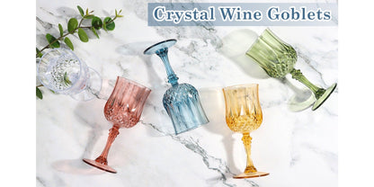 Forty-Eight-Piece 7 oz Plastic Wine Goblet Set in Clear, Orange, Pink, Green, Gold or Blue