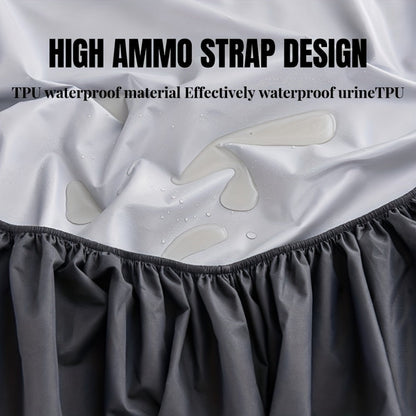 Waterproof Solid-Color Fitted Sheet with 11.8-Inch Pocket, Six Colors and Twin to King Sizes