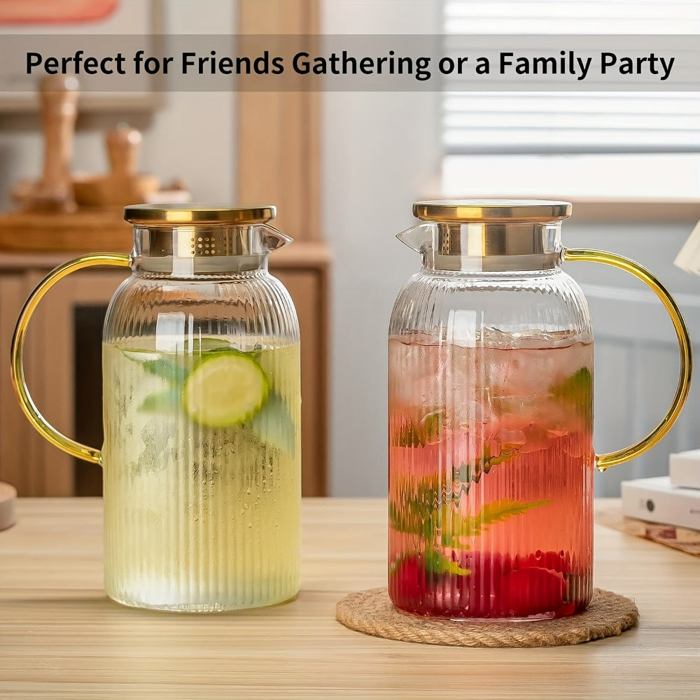 Ribbed 68-Ounce Glass Pitcher Set in Two- or Four-Pitcher Packs or Two Pitchers with Two Cups
