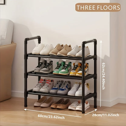 Black Multi-Tier Shoe Rack in 3 to 8-Tier Options, 23.62 Inch Wide for Entryways and Closets