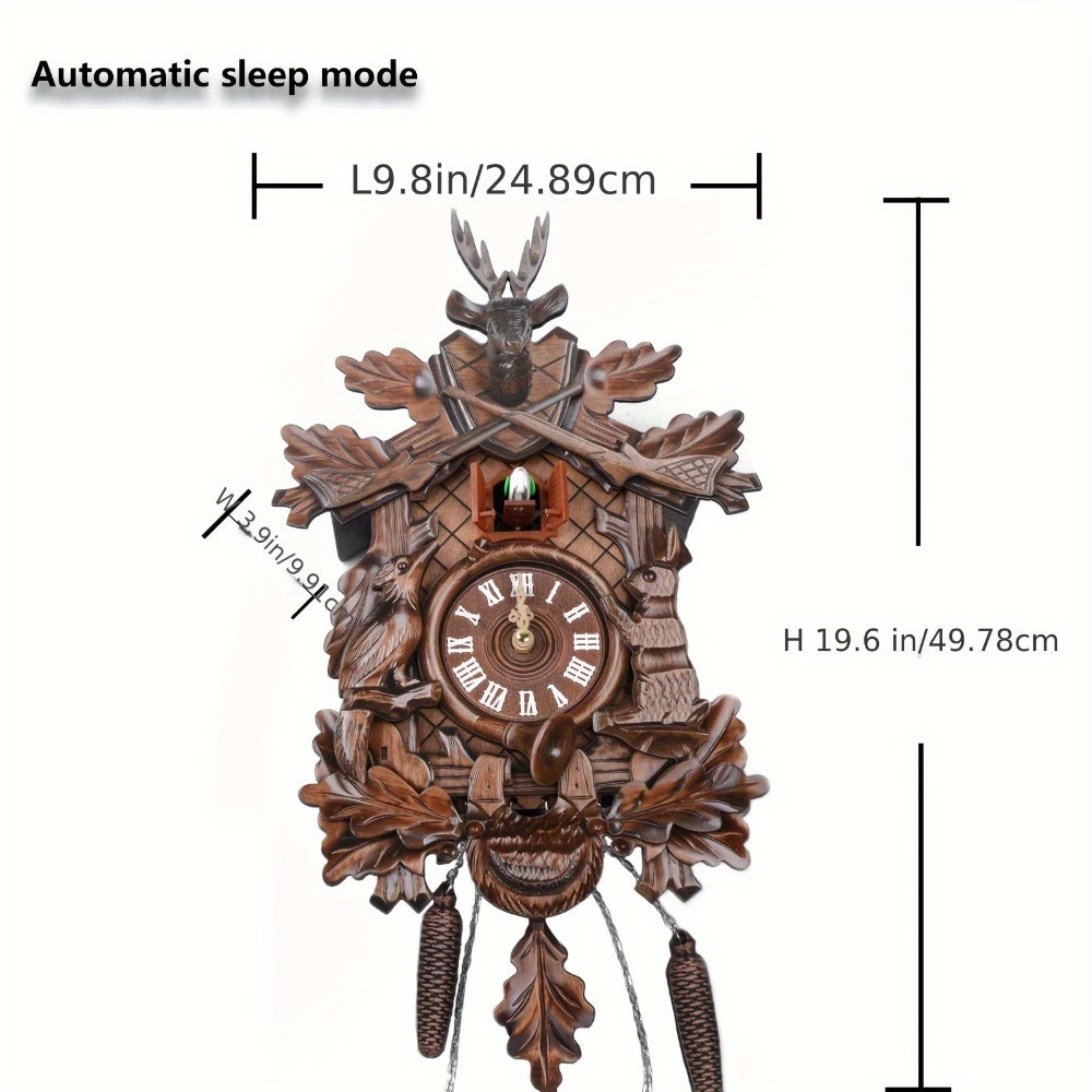 Cuckoo-Style Decorative Wall Clock with Pendulum and CL010 or CL303 Brown Wood-Look Model Options