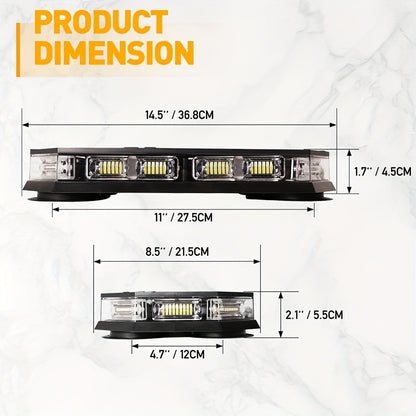 126 LED Roof Strobe Beacon Light Bar IP67 Waterproof Emergency Hazard Flashing Warning Light 12-24V for Construction Vehicles Tow Trucks Snowplow Postal Cars, Amber & Amber/White
