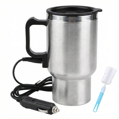 Car Electric Kettle 12V - Portable Stainless Steel Travel Hot Water Heater Cup for Tea Coffee, 15.22oz Fast Boiling, Camping Road Trip Office Vehicle Use
