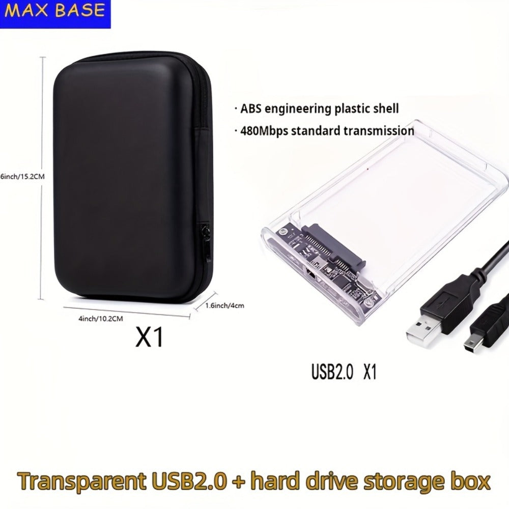 2.5 Inch External Hard Drive Enclosure USB 2.0 to SATA III Converter - Supports Up to 6TB HDD SSD, UASP High-Speed Transfer, Tool-Free Installation, ABS, Compatible with 7mm & 9.5mm Drives (Drive Not Included)