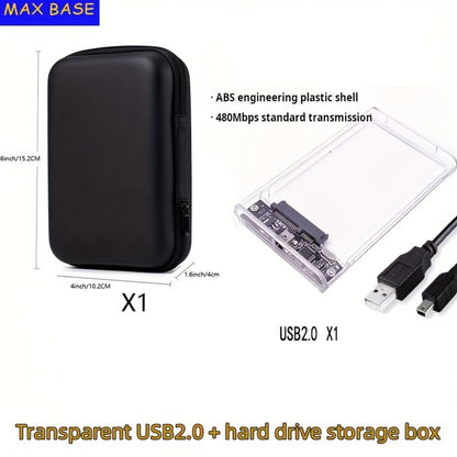 2.5 Inch External Hard Drive Enclosure USB 2.0 to SATA III Converter - Supports Up to 6TB HDD SSD, UASP High-Speed Transfer, Tool-Free Installation, ABS, Compatible with 7mm & 9.5mm Drives (Drive Not Included)