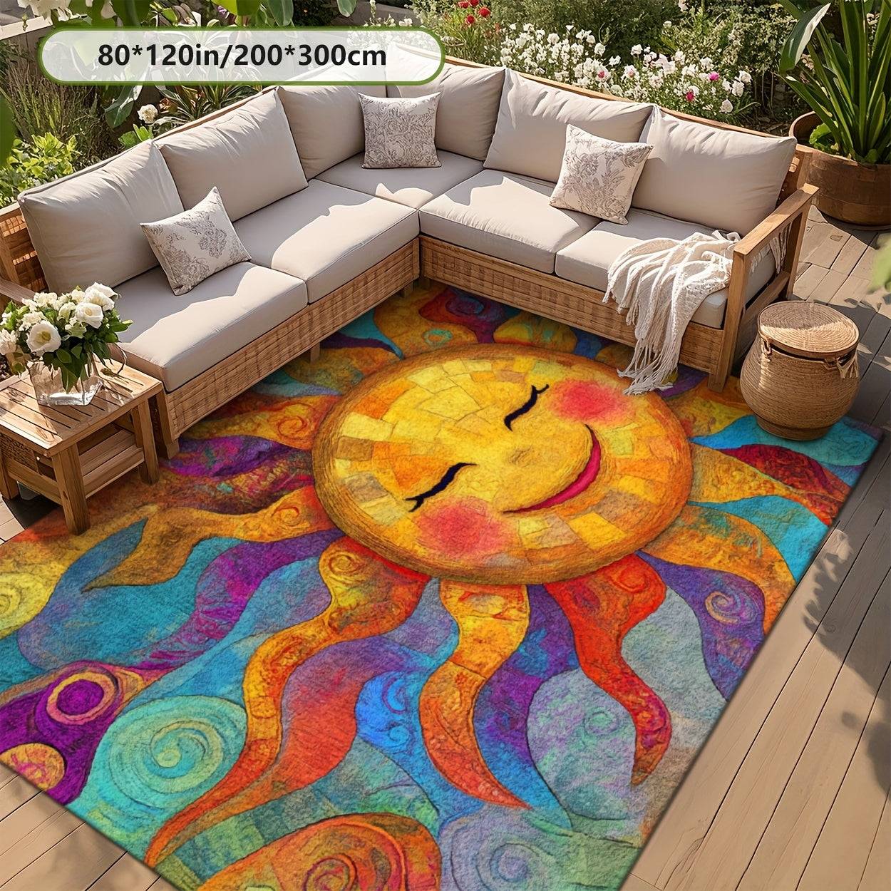 Outdoor Mat Fleece Printed Pattern Soft Non-Slip Rug Machine Washable for Living Room Bedroom Yard RV Camping Picnic Indoor Outdoor Multiple Sizes