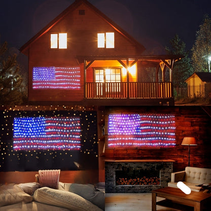 String Lights, 420-LED American Flag Net Display with Red, White and Blue Lights, 120V Plug and 6.6 by 3.3-Foot Size