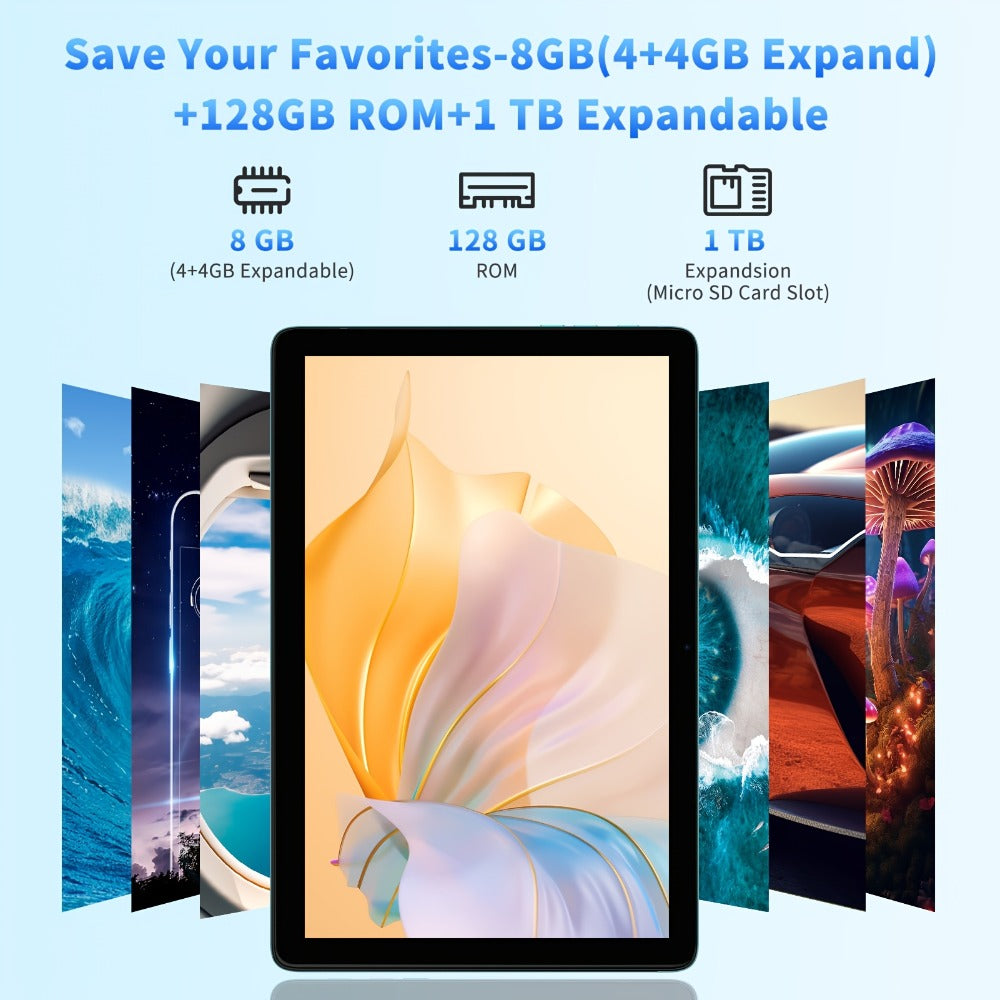 Android Tablet PRITOM 10.1-Inch 2-in-1 with Android 14, 128GB Internal Storage and 8000mAh Battery