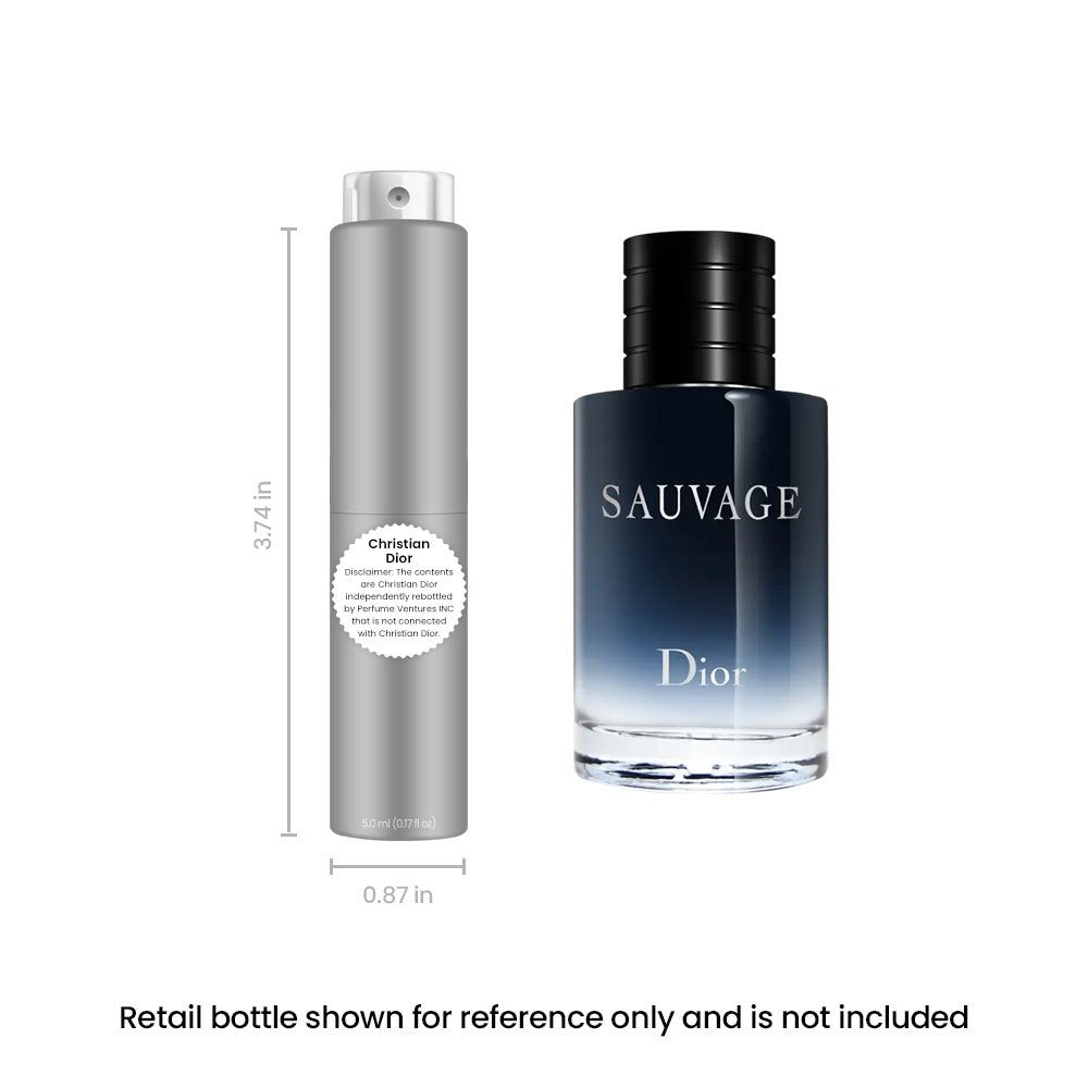 Dior Sauvage Eau de Toilette Travel Spray 5ml 0.17oz - Men's Cologne Fresh Aromatic Woody Fragrance Mini Atomizer 100% Authentic
