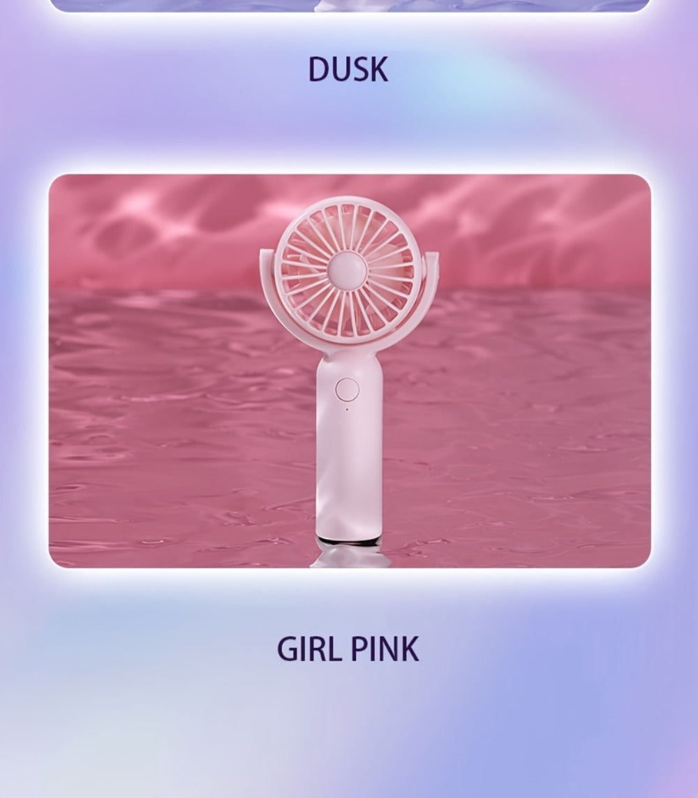 Mini Handheld Fan Set with Pivoting Heads, Three Speeds, USB-C Charging and 3- or 6-Piece Color Packs