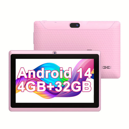 Android Tablet 7-Inch with Android 14, 32GB Internal Storage, Quad-Core CPU and Protective Case Choices