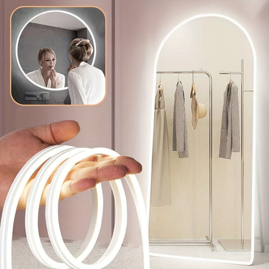 LED Neon Light Strip Touch Dimmer USB Flexible Ambient Glow Strip Lights for Vanity Mirror Bathroom Mirror Live Streaming Fill Light Bedroom Decor White Warm White 118in 196in 2pcs