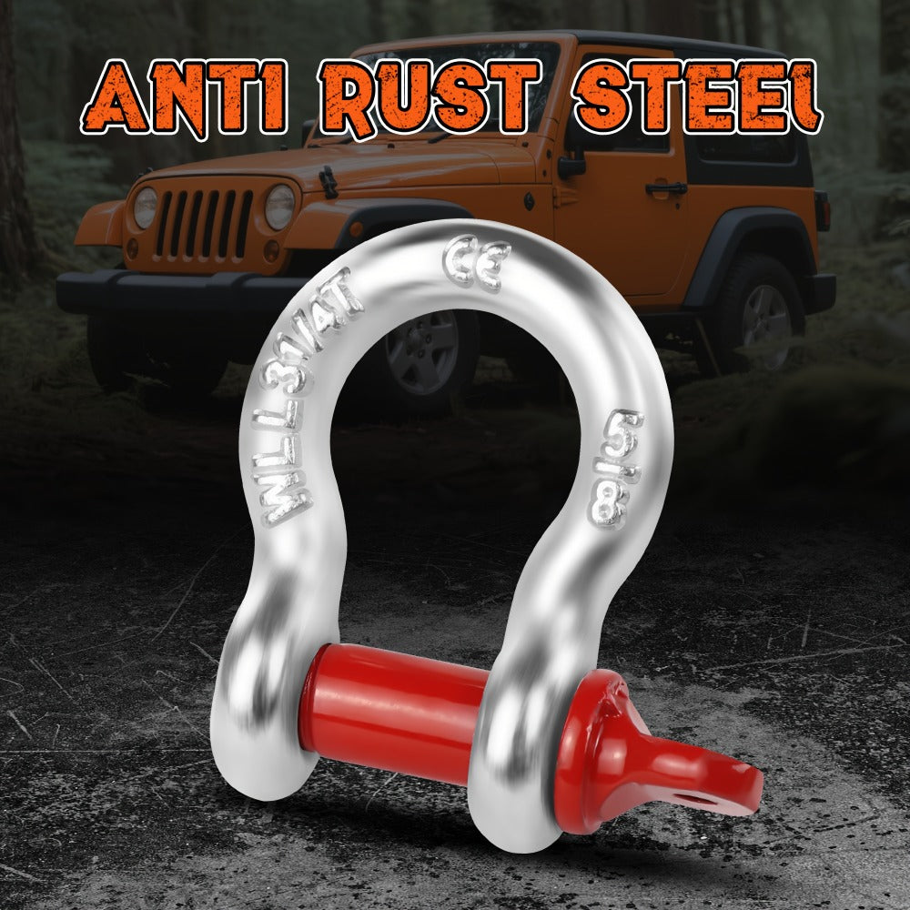 Recovery Tow Strap Heavy Duty - Up to 48000 LBS Break Strength, Kinetic Tow Rope with 2 D-Ring Shackles, Reflective Safety Flag & Storage Bag, for Truck Jeep ATV SUV UTV Off Road