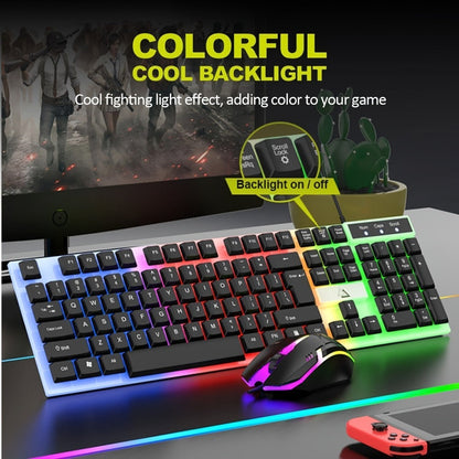 Gaming Keyboard and Mouse Combo Wired Backlit Mechanical-Feel Keys Optical Mouse Ergonomic USB Set for PC Laptop Desktop Home Office Quick Function Keys ABS Build