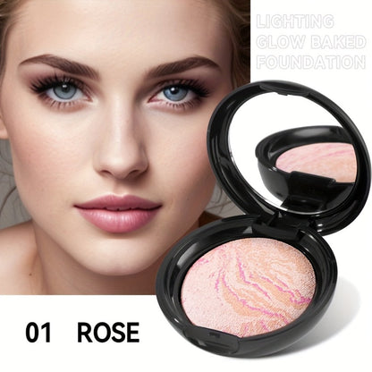 Marbled Pressed Powder Foundation Compact with Mirror in Six Shade Labels from Rose to Sand