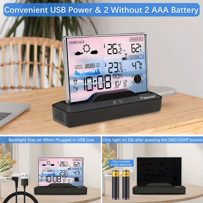 Three-Channel Wireless Weather Station with 5.9-Inch Color Display, Barometer, Forecast and Alarm