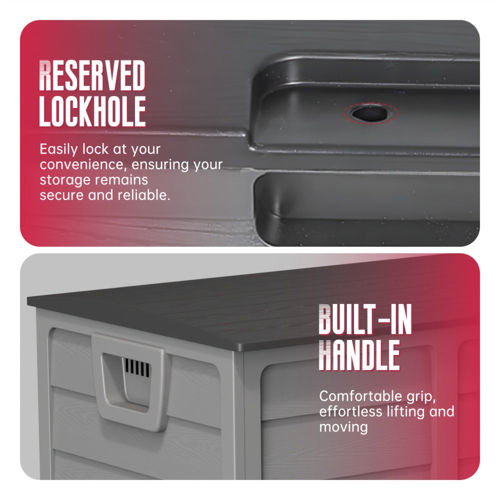 Outdoor Storage Box 75 Gallon Resin Deck Box with Handles – Waterproof Lockable Container for Pool Accessories, Garden Tools, Camping Gear & Patio Storage, Easy Assembly