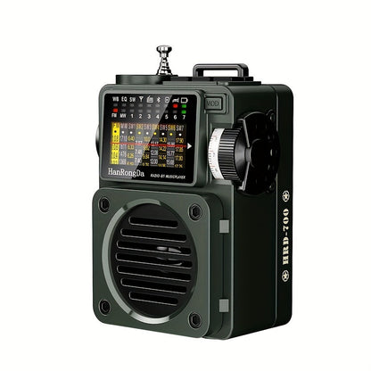 Shortwave Radio Bluetooth Speaker HRD-700 with FM MW SW WB NOAA Weather Alerts, MicroSD, ATS Presets, Rechargeable Retro Portable Radio for Camping Emergency Home Use