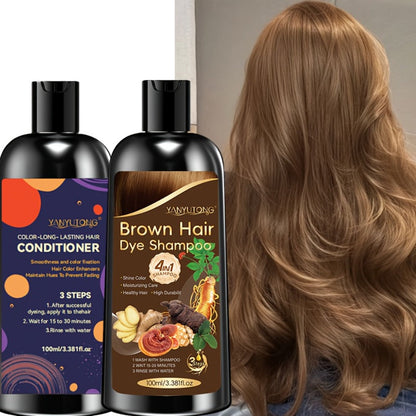 Hair Color Shampoo, YANYUTONG 4-in-1 Color Shampoo and Conditioner Pair in Three Color Options