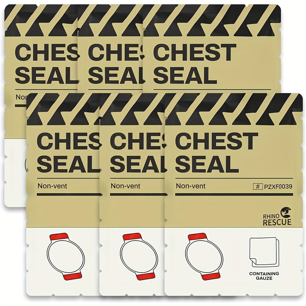 Non-Vented Chest Seal Emergency Trauma Dressing for Sucking Chest Wounds, Portable IFAK Medical Supply PA Nylon FSA HSA Eligible, Pack of 2 or 6 Tactical First Aid Chest Seal