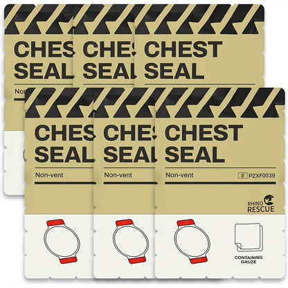Non-Vented Chest Seal Emergency Trauma Dressing for Sucking Chest Wounds, Portable IFAK Medical Supply PA Nylon FSA HSA Eligible, Pack of 2 or 6 Tactical First Aid Chest Seal