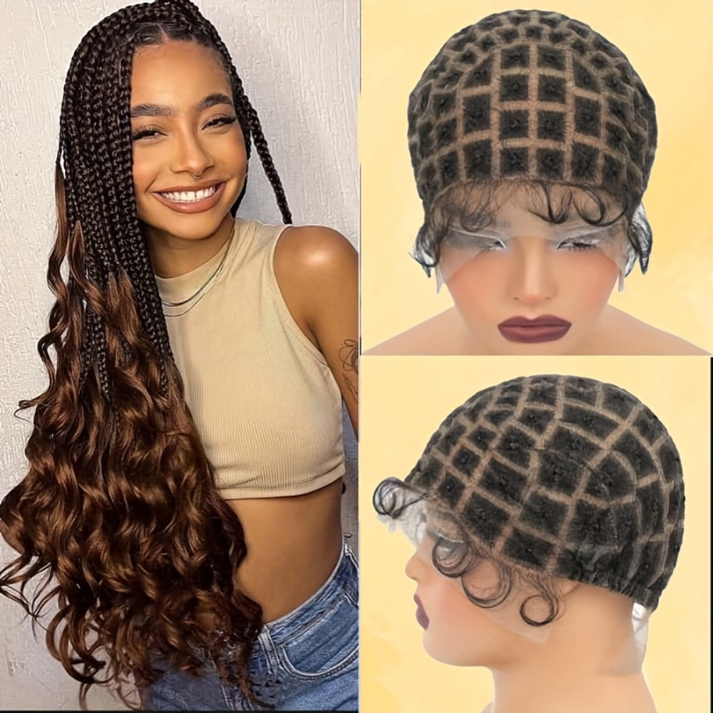 Double-Lace Crochet Wig Cap with Baby Hair and Hook Tool in 82-, 109-, 112- or 121-Section Options