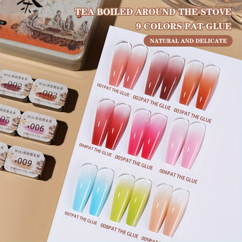 Gel Nail Polish Set 9 Colors Autumn Winter Gradient Collection – Firm Pat Glue Soak Off UV LED Gel Polish for Ombre Nail Art, Salon & DIY Home Manicure, Nine-Grid Compact Tray