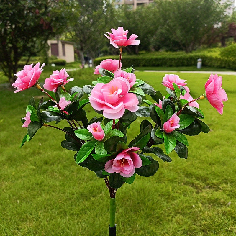 Solar Garden Lights 42-LED Azalea Flower Stake, IP65 with Five Bloom Colors for Yard Decor