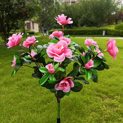 Solar Garden Lights 42-LED Azalea Flower Stake, IP65 with Five Bloom Colors for Yard Decor