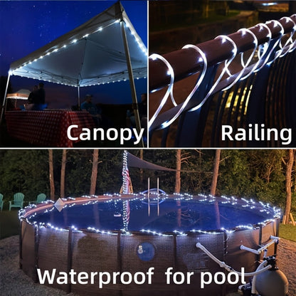 Solar Rope Lights Outdoor – Waterproof Fairy String Lights with Remote Control 8 Modes 1200mAh Battery for Garden Patio Fence Tree Wedding Party – Multicolor Cold White Purple Yellow – 49-115FT