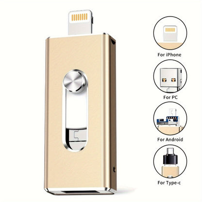 64GB Metal USB Flash Drive High Speed Aluminum Alloy Compact Memory Stick Plug and Play for iPhone iPad Android Mac Windows PC Study Work Travel – Black Gold Premium Design