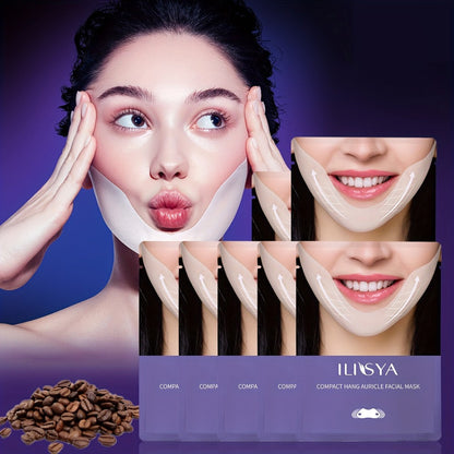 V-Line Face Mask 7 Pieces Hydrogel Chin Lifting & Jawline Contouring — Collagen, Hyaluronic Acid & Coffee Extract Firming Tightening Sculpting Mask for Double Chin, Neck & Lower Face | All Skin Types