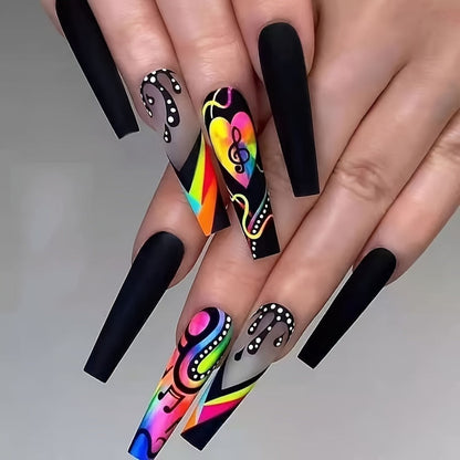 Cosmic Eyes Press On Nails 120pcs Extra Long 5 Boxes – Crystal Rhinestone Matte Colorful Stripes Floral Pattern Wearable Nail Art | Festive Gift Set for Women | Bold Party Festival Halloween Nails