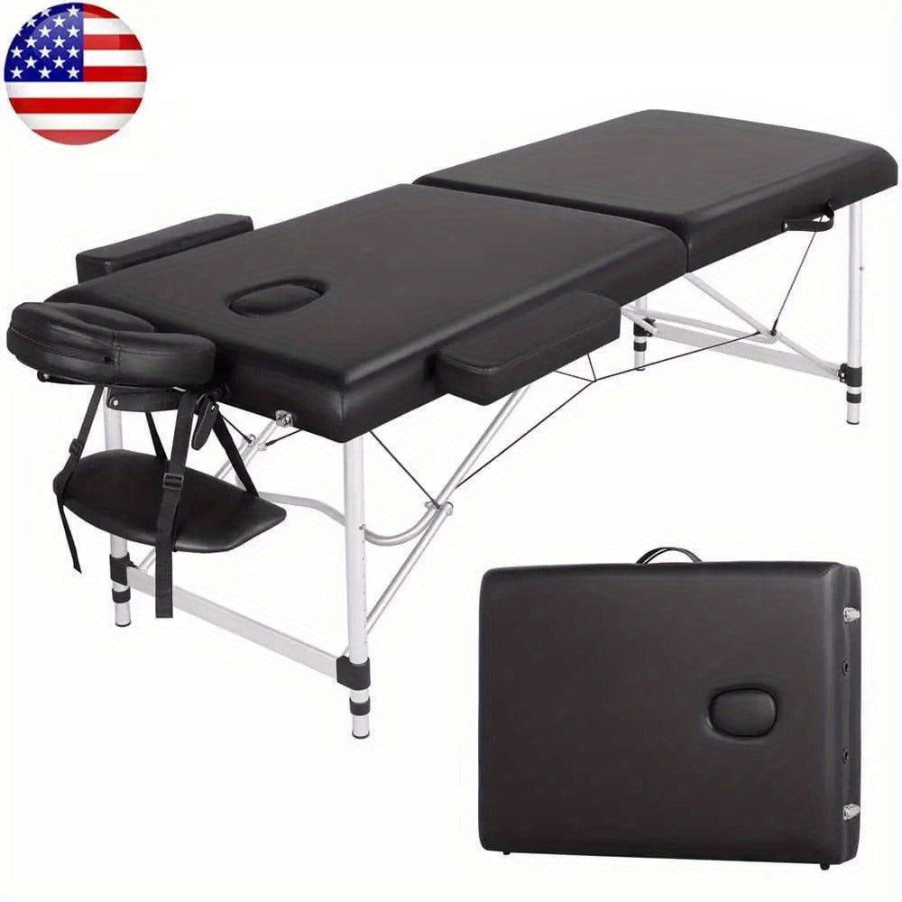 Portable Massage Table Foldable Aluminum Spa Bed – 3-Fold Adjustable Height 24" Wide Padded Treatment Bed for Esthetician, Lash Tech, Tattoo Artist, Waxing & Mobile Beauty Salon