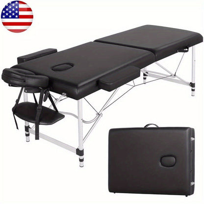 Portable Massage Table Foldable Aluminum Spa Bed – 3-Fold Adjustable Height 24" Wide Padded Treatment Bed for Esthetician, Lash Tech, Tattoo Artist, Waxing & Mobile Beauty Salon