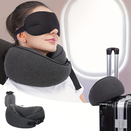 Memory Foam Travel Neck Pillow – Breathable Washable Cover for Airplane, Office, Car & Home Recliner