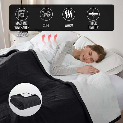 480GSM Sherpa Fleece Blanket – Double-Sided Heavy Warm Throw for Couch, Bed & Travel, Reversible All Season, 13 Colors, 3 Sizes