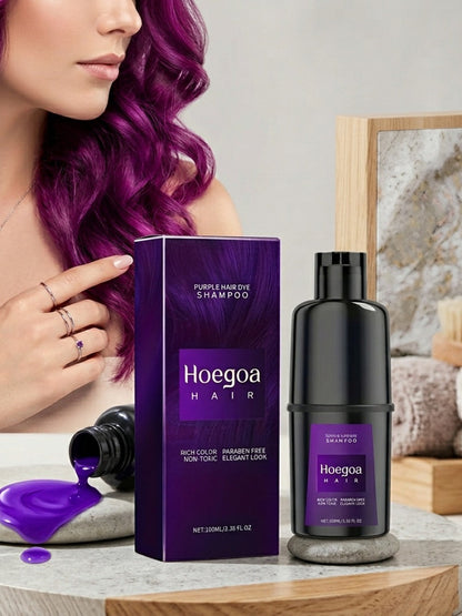 Hair Color Shampoo, Hoegoa Hair 3-in-1 100ml Color Foam with Purple, Black, Red or Brown Options