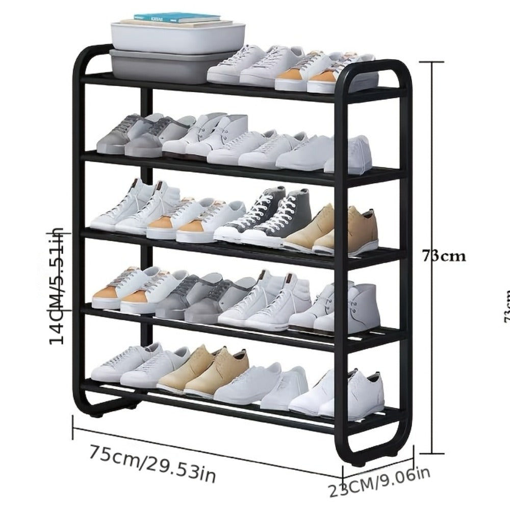Shoe Storage Organizer 5-Layer Narrow White Rack for Entryway, Closet, Living Room and Door Areas