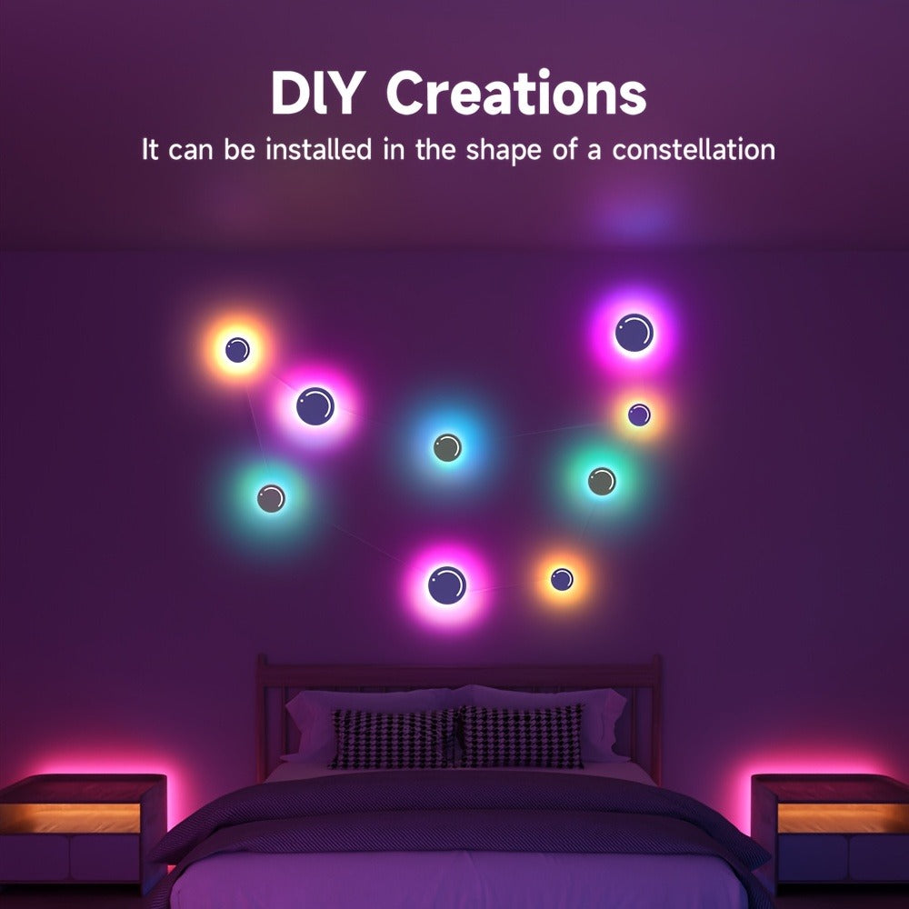 LED Atmosphere Lights Set of 9, Smart RGB App Control with Music Sync & Unit Jump Dimming, Romantic Ambient Lighting for Living Room