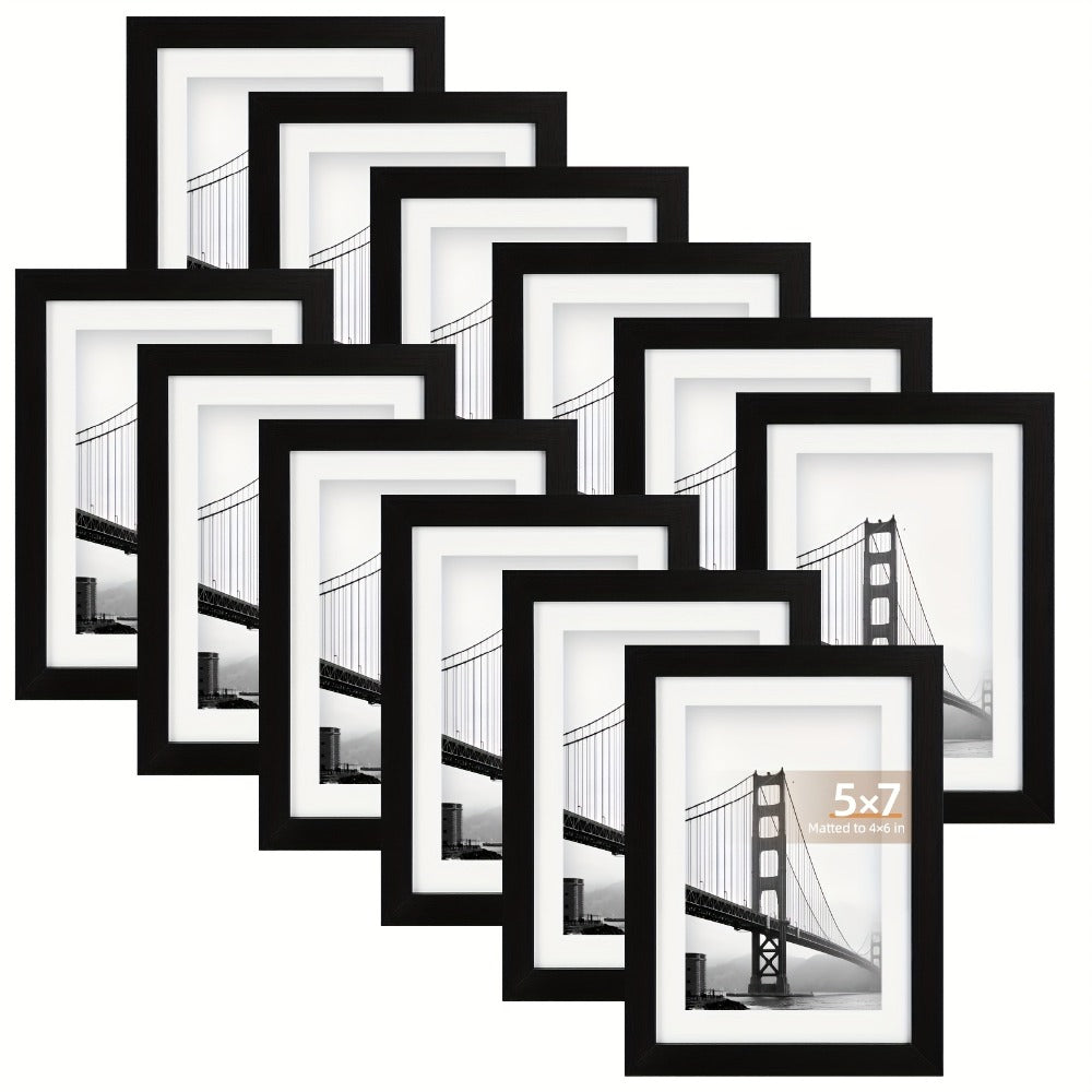 Black Picture Frame Set with 12 or 24 Frames in 4 x 6, 5 x 7 or 8 x 10-Inch Checkout Sizes