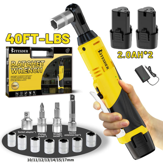 Electric Ratchet Wrench Set 12V Cordless with Lithium Battery – Fast Charge, Variable Speed Trigger, Socket Sleeves, for Automotive Repair, Screws & Nuts – Basic & Full Kit Options
