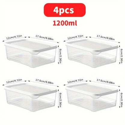 Stackable Refrigerator Storage Containers with Lids 4pcs, 42-Oz BPA-Free Food Storage Set for Meat Fruits Vegetables, Airtight Kitchen Organizer Containers